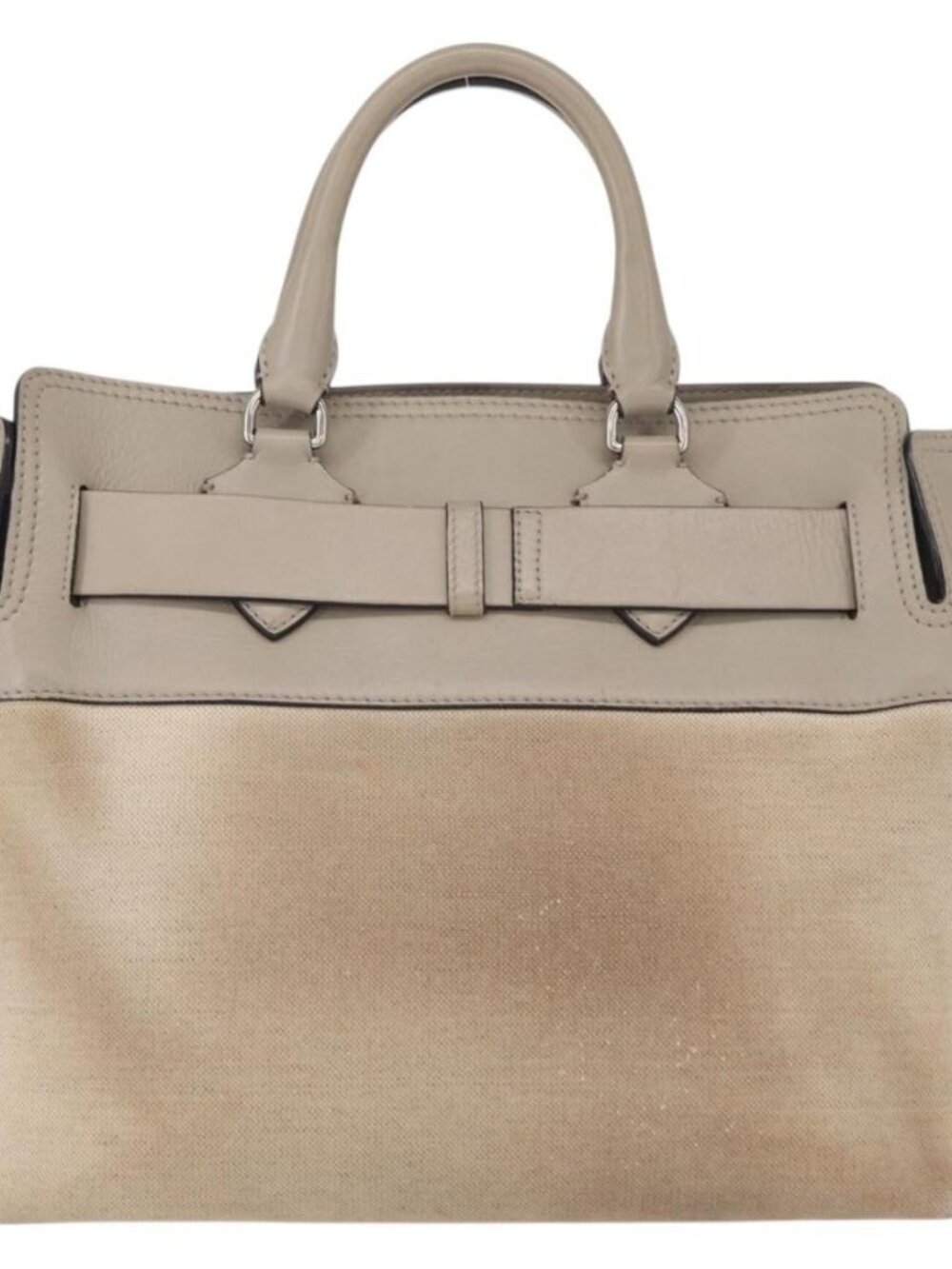 BURBERRY Medium Belt Bag Hand Bag Canvas 2way Beige Silver Auth 149727 - Picture 2 of 16